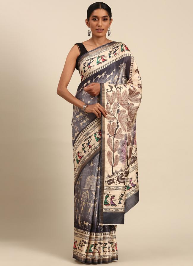 Cotton Grey Casual Wear Weaving  Saree